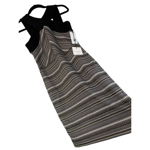 Laundry By Shelli Segal Womens Size 6 Black & White Metallic Halter Dress 7809 - Picture 13 of 15